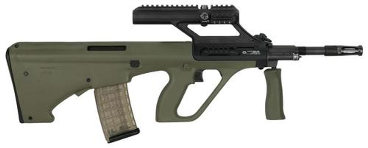 Steyr AUG A3 M1, .223/5.56, 16" Barrel, 30rd, 3X Optic, Green Synthetic Stock Steyr AUG A3 M1, .223/5.56, 16" Barrel, 30rd, 3X Optic, Green Synthetic Stock