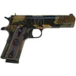 Iver Johnson 1911 A1, 45 ACP, 5", 8rd, Black Boa Snakeskin Finish, Wood Grips