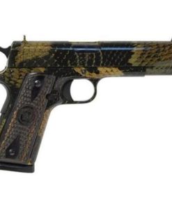 Iver Johnson 1911 A1, 45 ACP, 5", 8rd, Black Boa Snakeskin Finish, Wood Grips
