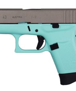 Glock 43 9x19 6 Round Turquoise Frame Silver Slide Made in Austria