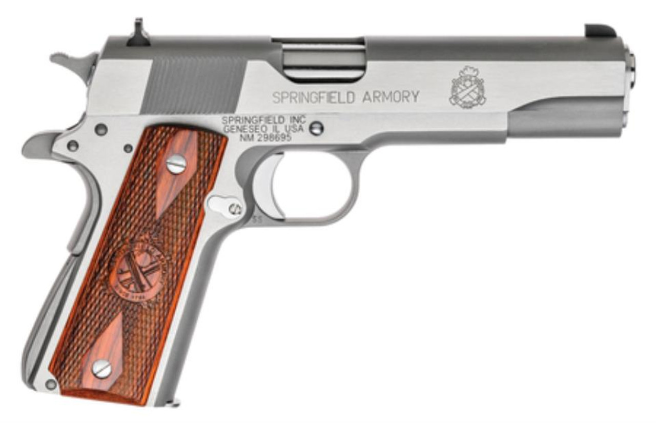 Springfield 1911 MilSpec 45 ACP Stainless Steel 5" Barrel Cocobolo Grip 7rd Mag Springfield 1911 MilSpec 45 ACP Stainless Steel 5" Barrel Cocobolo Grip 7rd Mag