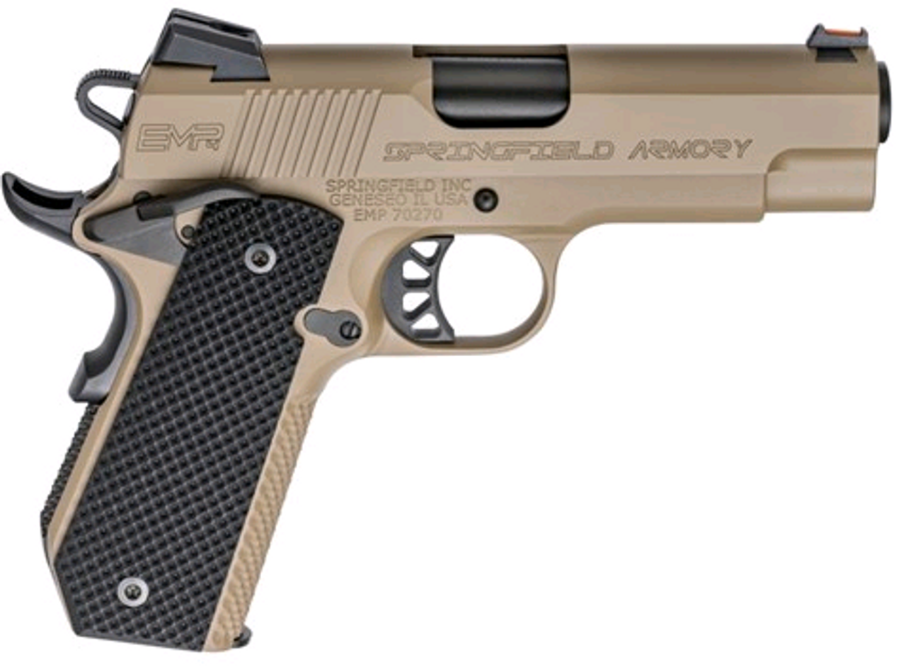 Springfield 1911-A1 EMP Champ Lightweight Carry 9mm, 4" Barrel, Flat Dark Earth, 3x9rd Mags Springfield 1911-A1 EMP Champ Lightweight Carry 9mm, 4" Barrel, Flat Dark Earth, 3x9rd Mags