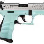 Walther P22, 22LR, 3.4", 10rd, Angel Blue Frame, Nickel Slide