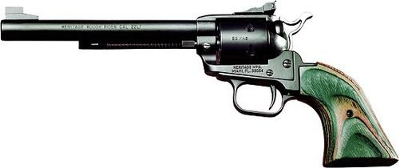 Heritage Rough Rider, .22 LR, 6.5" Barrel, 6rd, Green Camo Grips, Black Heritage Rough Rider, .22 LR, 6.5" Barrel, 6rd, Green Camo Grips, Black