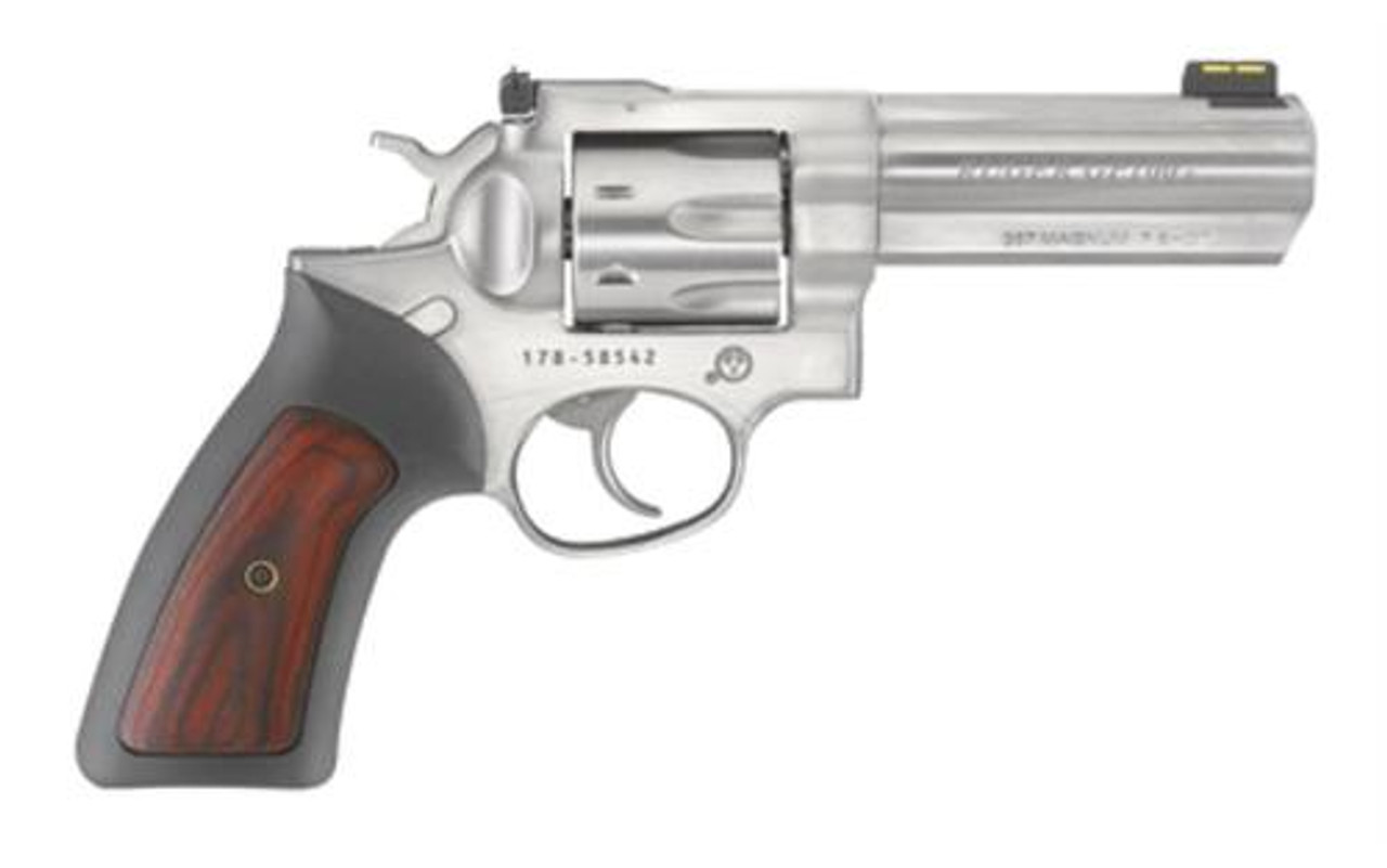 Ruger GP100 .357Mag 4.2" Barrel SS Finish Fiber Optic Front Sight Adjustable Rear Sight 7rd Ruger GP100 .357Mag 4.2" Barrel SS Finish Fiber Optic Front Sight Adjustable Rear Sight 7rd