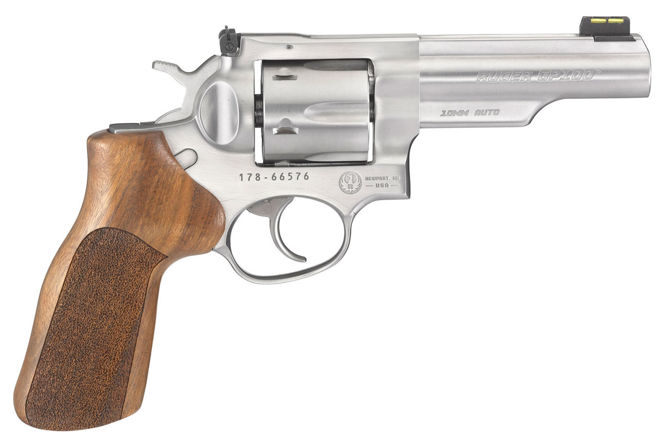 Ruger GP100 Match Champion 10mm 4.2" Barrel SS Fiber Optic Front SightW/ 3 Moon Clips 6rd Ruger GP100 Match Champion 10mm 4.2" Barrel SS Fiber Optic Front SightW/ 3 Moon Clips 6rd