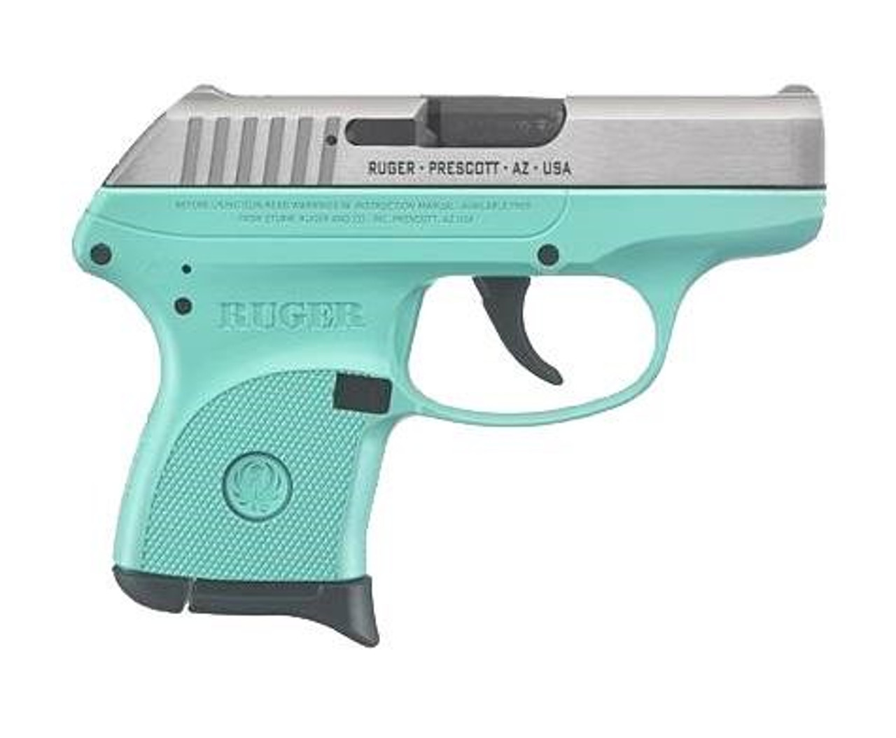Ruger LCP .380 ACP, 2.75", 6rd, Turquoise Frame, Stainless Steel Slide Ruger LCP .380 ACP, 2.75", 6rd, Turquoise Frame, Stainless Steel Slide