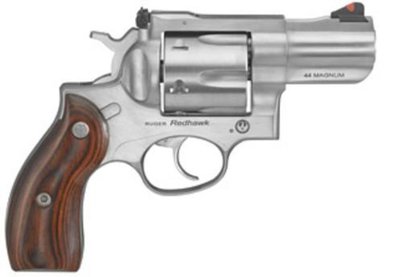 Ruger Redhawk Kodiak Backpack Revolver, 44 Mag 2.75" Wood Grips Satin Nickel Finish Ruger Redhawk Kodiak Backpack Revolver, 44 Mag 2.75" Wood Grips Satin Nickel Finish
