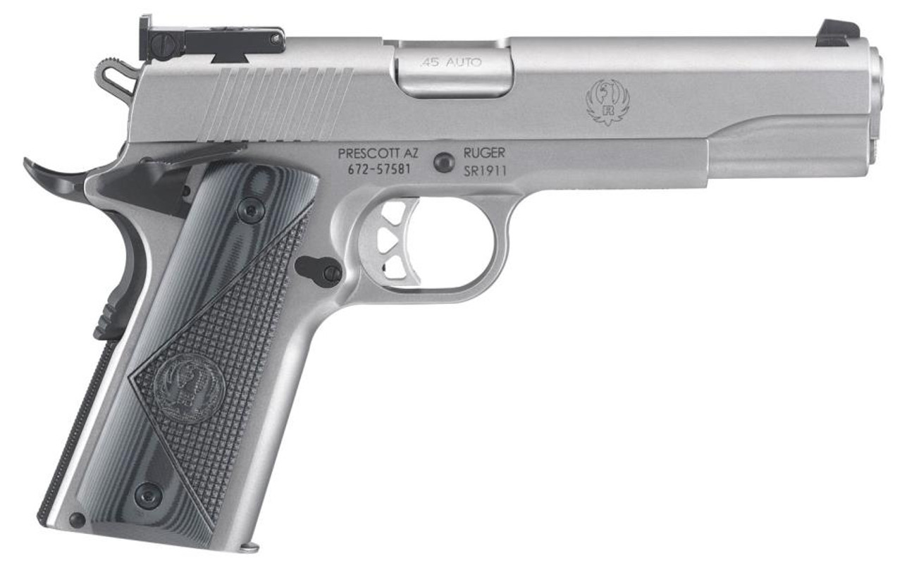 Ruger SR1911 Target 45 ACP 5" Barrel SS G10 Grips 8rd Mag Ruger SR1911 Target 45 ACP 5" Barrel SS G10 Grips 8rd Mag