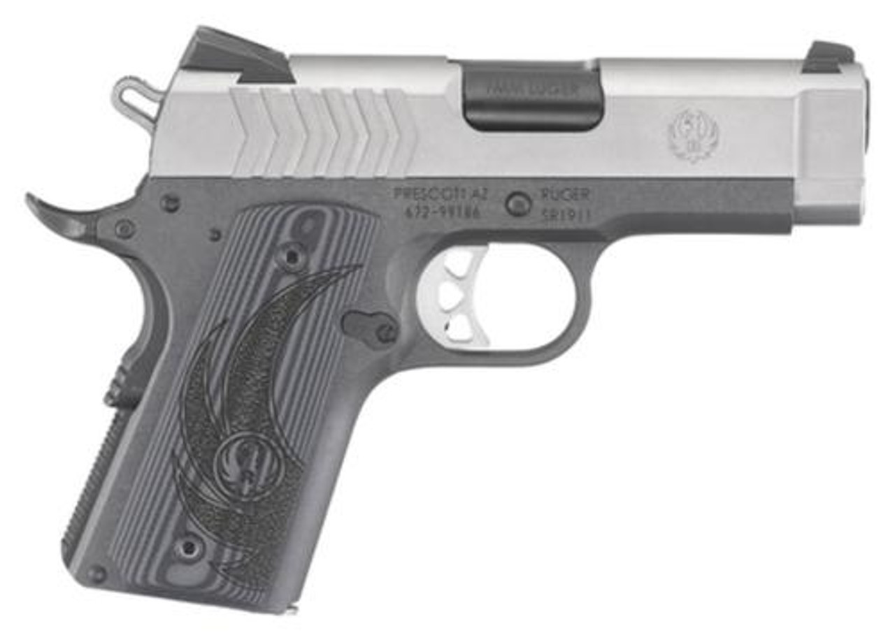 Ruger SR1911 Officer 9mm 3.6" Barrel Stainless Steel Novak Sights G-10 Grip 10rd Mag Ruger SR1911 Officer 9mm 3.6" Barrel Stainless Steel Novak Sights G-10 Grip 10rd Mag