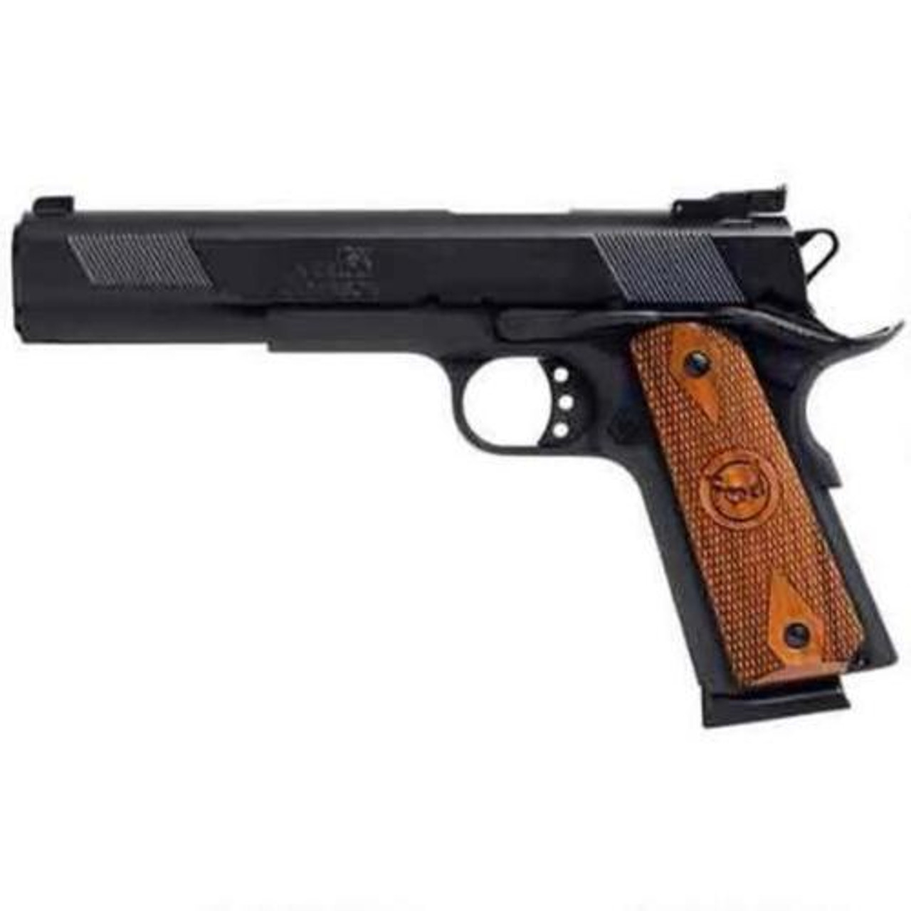 Iver Johnson 1911A1, 45 ACP, 6", 8rd, Blued/Walnut Grips Iver Johnson 1911A1, 45 ACP, 6", 8rd, Blued/Walnut Grips