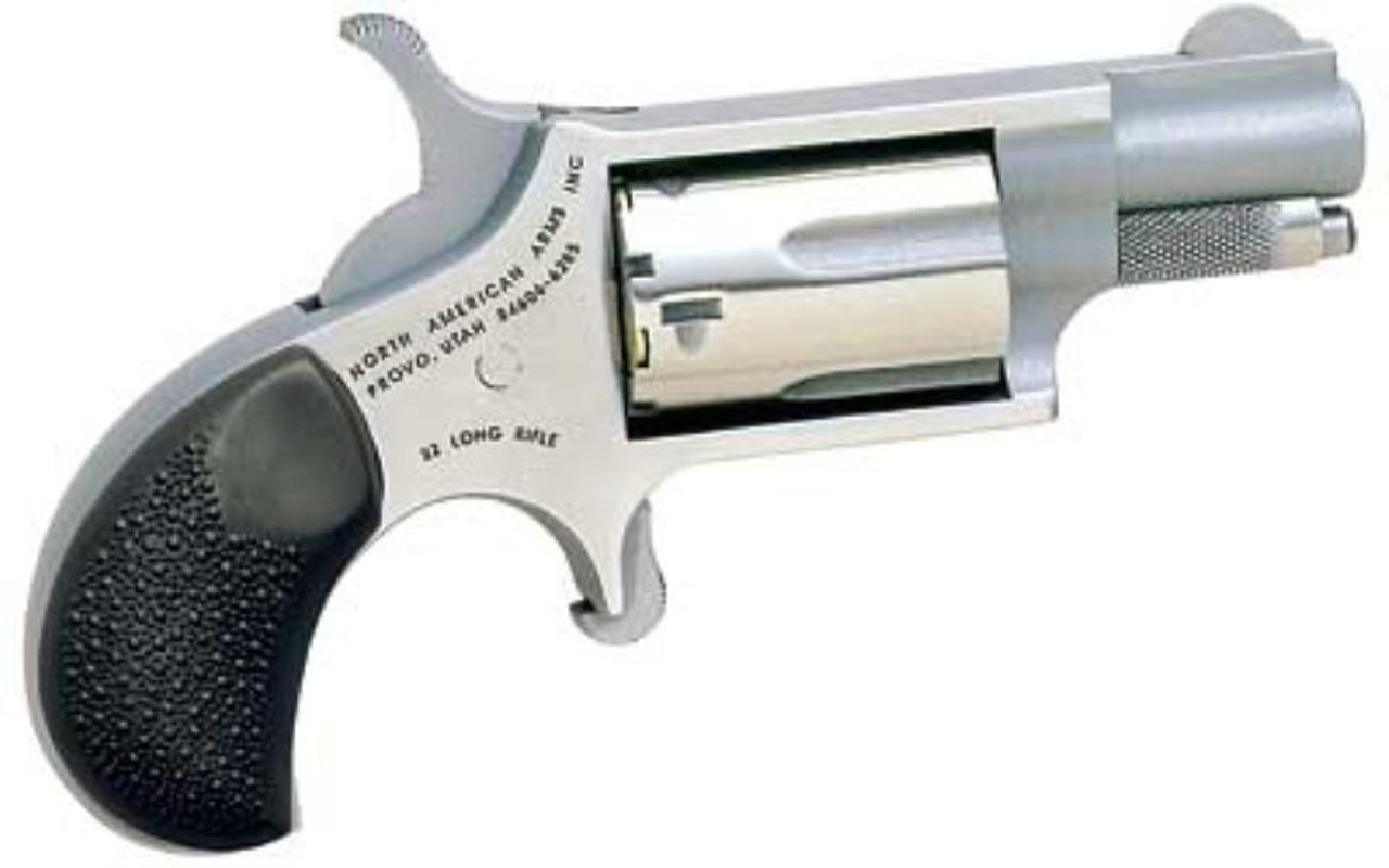NAA, Mini Revolver 22LR, 1.625" Barrel, Stainless Finish, Checkered Rubber Grips, 5Rd NAA, Mini Revolver 22LR, 1.625" Barrel, Stainless Finish, Checkered Rubber Grips, 5Rd