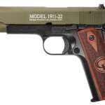 Chiappa Standard 1911 22LR 5" Barrel Olive Drab Slide, Black Frame 10 Round Mag