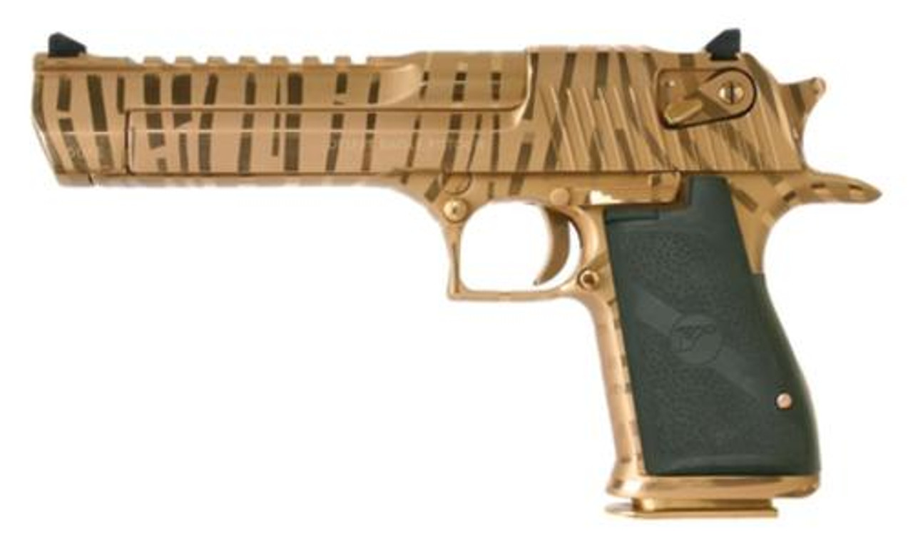 Magnum Research Desert Eagle, .50 AE, Titanium Gold, Tiger Stripes Magnum Research Desert Eagle, .50 AE, Titanium Gold, Tiger Stripes