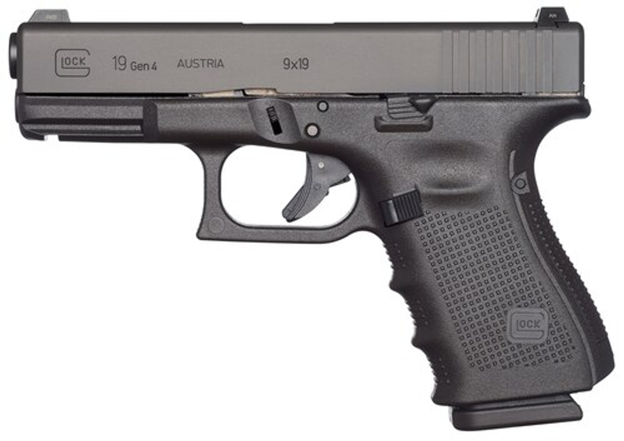 Glock 19 GEN4 Compact 9mm, 4" Barrel, Polymer, Matte, Fixed Sights, 10rd Glock 19 GEN4 Compact 9mm, 4" Barrel, Polymer, Matte, Fixed Sights, 10rd