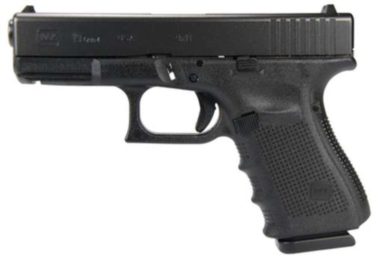 Glock, 19 Gen 4, Safe Action, Compact, 9mm, 4.02" Barrel, Polymer Frame, Matte Finish, Fixed Sights, 15Rd, 3 Magazines Glock, 19 Gen 4, Safe Action, Compact, 9mm, 4.02" Barrel, Polymer Frame, Matte Finish, Fixed Sights, 15Rd, 3 Magazines