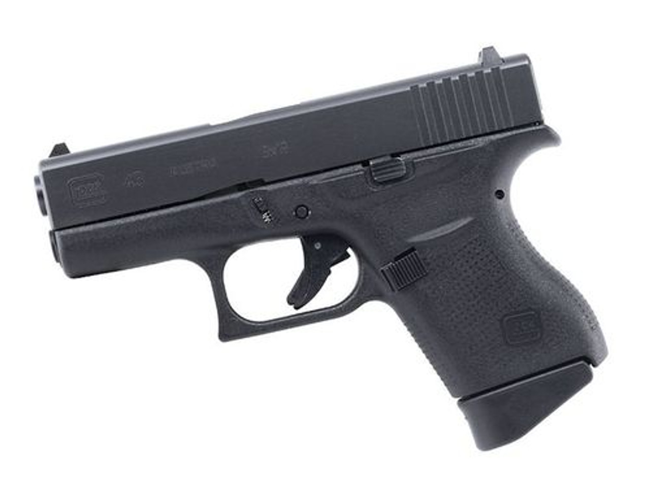 Glock, 43, Semi-automatic Pistol, Double Action Only, Compact, 9mm, 3.25" Barrel, Polymer Frame, Matte Finish, 6Rd, Fired Case, Fixed Sights Glock, 43, Semi-automatic Pistol, Double Action Only, Compact, 9mm, 3.25" Barrel, Polymer Frame, Matte Finish, 6Rd, Fired Case, Fixed Sights