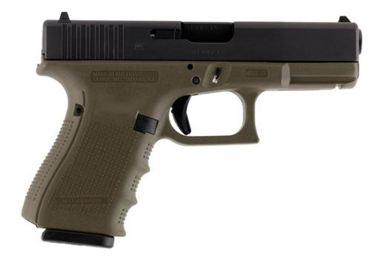 Glock G19 Gen4 9mm, 4.01", 10rd, OD Green Frame Glock G19 Gen4 9mm, 4.01", 10rd, OD Green Frame