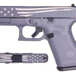 Glock 19 Gen5 9mm, 4" Barrel, Gray/Laser Engraved Distressed Flag, 15rd