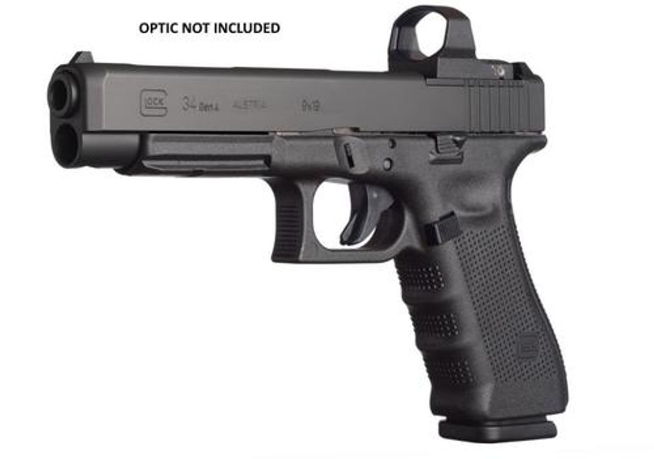Glock, 34 Gen4, Competition, Modular Optic System, Striker Fired, Full Size, 9mm, 5.31" Barrel, Polymer Frame, Matte Finish, Adjustable Sights, 17Rd, 3 Magazines Glock, 34 Gen4, Competition, Modular Optic System, Striker Fired, Full Size, 9mm, 5.31" Barrel, Polymer Frame, Matte Finish, Adjustable Sights, 17Rd, 3 Magazines