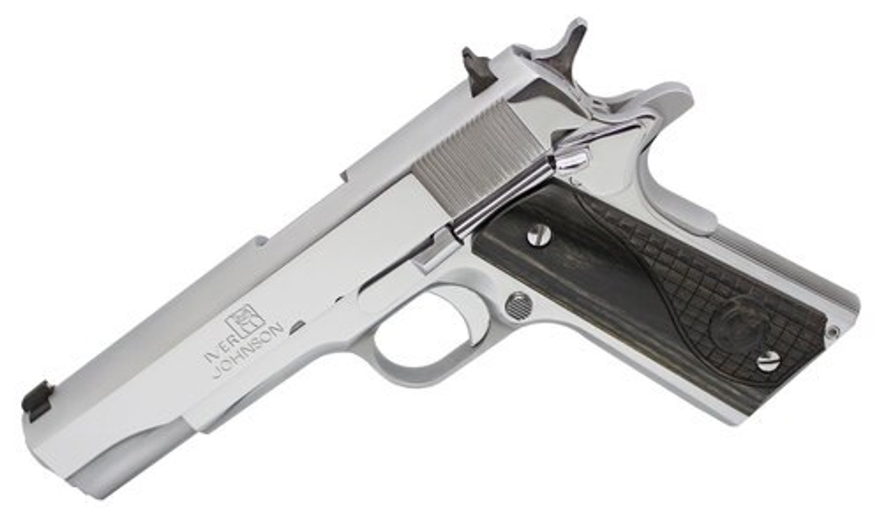 Iver Johnson Arms 1911 A1, 45 ACP, 5" Barrel, 8rd, Chrome Steel Iver Johnson Arms 1911 A1, 45 ACP, 5" Barrel, 8rd, Chrome Steel