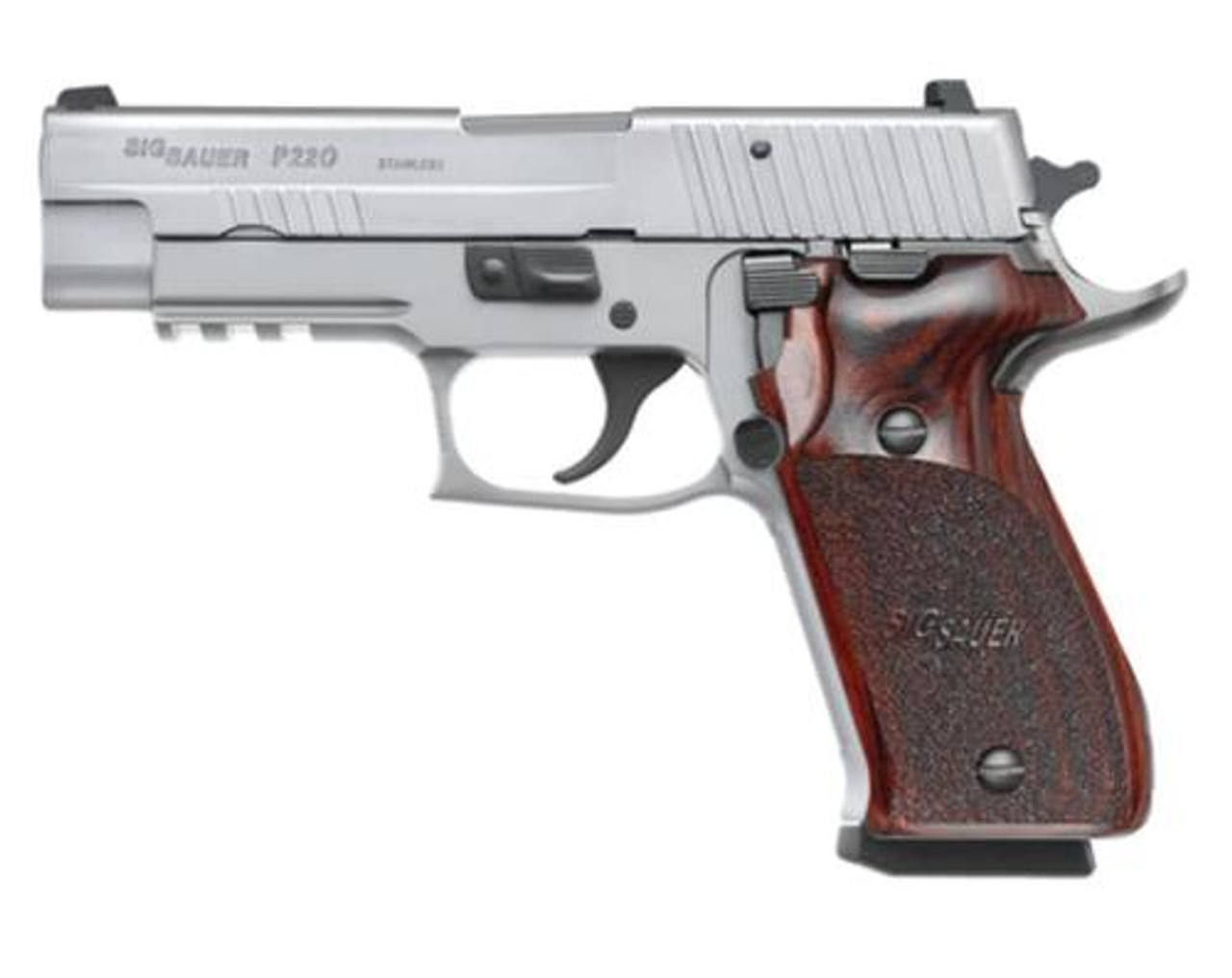 Sig P220 Elite Stainless 45 ACP 4.4" Barrel, Rosewood Grip SS, 8rd Sig P220 Elite Stainless 45 ACP 4.4" Barrel, Rosewood Grip SS, 8rd