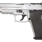 SIG P220 Match Elite 45 ACP 5 Barrel Adjustable Target Sights Dark Alloy Grip Beavertail Natural Stainless Steel Finish Black Grip 8 Round