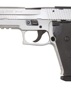 SIG P220 Match Elite 45 ACP 5 Barrel Adjustable Target Sights Dark Alloy Grip Beavertail Natural Stainless Steel Finish Black Grip 8 Round