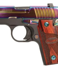 Sig P238 380 ACP 2.7In Rainbow Titanium Finish SAO Rosewood Grip (1) 6RD Steel MAG
