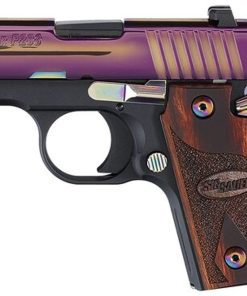 Sig P238 380 ACP 2.7In Rainbow Titanium Finish SAO Siglite Rosewood Grip (1) 6RD Steel MAG MA Compliant