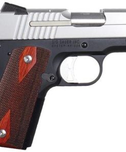Sig 1911 45 ACP 3.3In 2-Tone Black & Stainless Finish SAO Siglite Rosewood Grip (2) 7RD Steel MAG