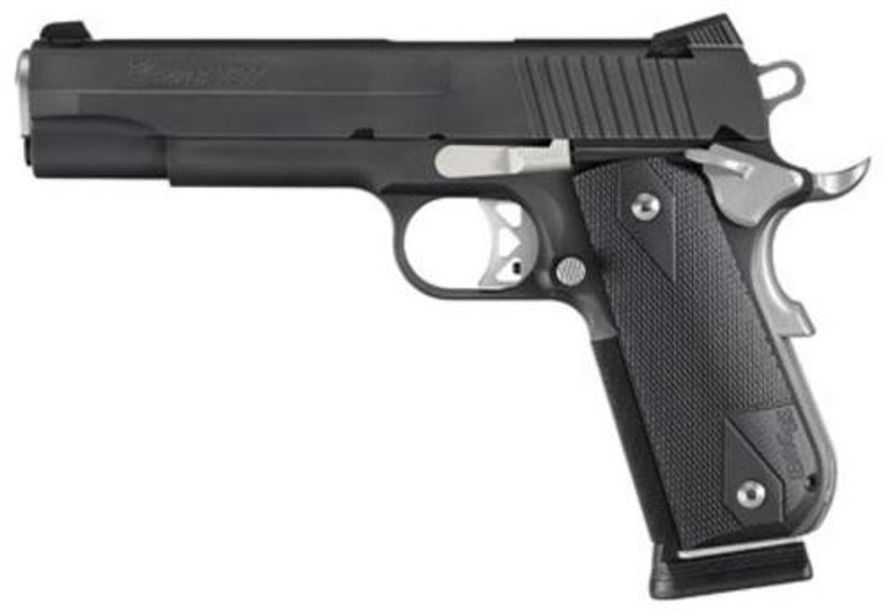 Sig 1911 45 ACP, 5" Barrel, Nightmare Black SAO Siglite Black G10 Grip (2) 8RD Steel MAG Fastback Sig 1911 45 ACP, 5" Barrel, Nightmare Black SAO Siglite Black G10 Grip (2) 8RD Steel MAG Fastback