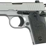 Sig P238 380 ACP 2.7In HD Stainless Finish SAO Siglite Black G10 Grip (1) 6RD Steel MAG CA Compliant