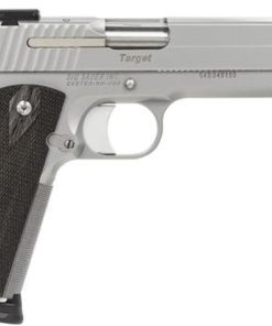 Sig 1911 45 ACP, 5" Barrel, Target Stainless Finish SAO Adjustable Sights Blackwood Grip (2) 8RD Steel MAG CA Compliant