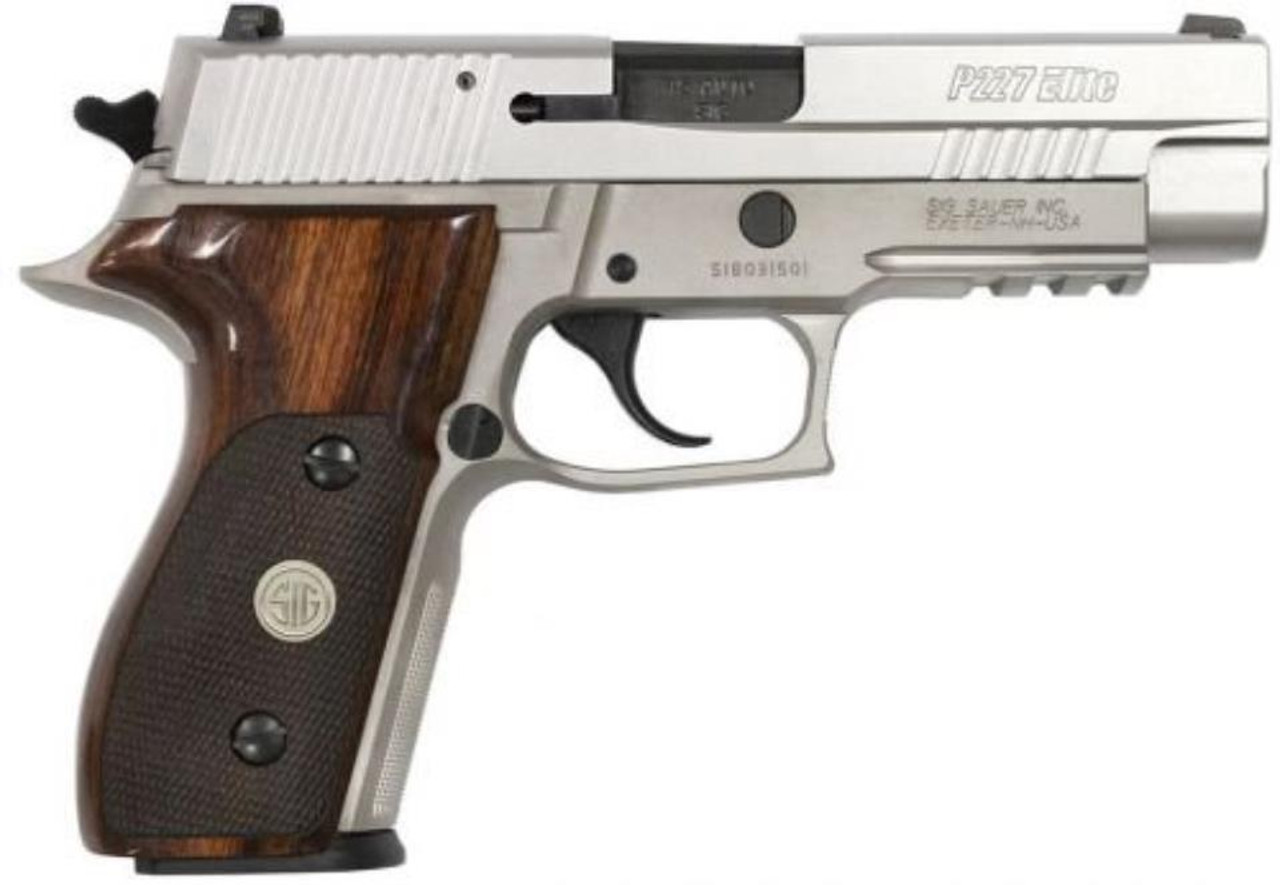 Sig P227 AS Elite 45 ACP, 4.4", Stainless, SigLite, Wood Grips, 10rd+1 Sig P227 AS Elite 45 ACP, 4.4", Stainless, SigLite, Wood Grips, 10rd+1