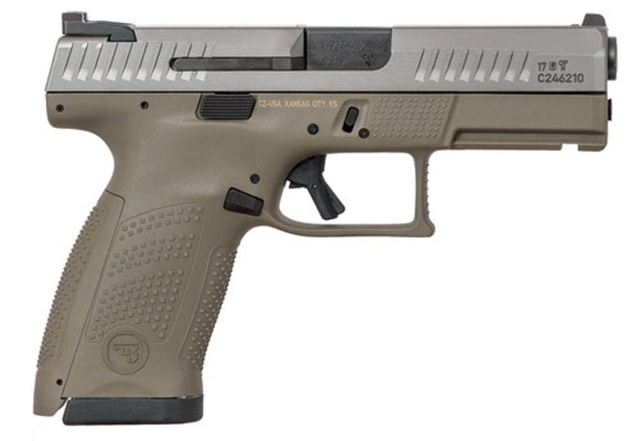 CZ P10 COMPACT 9MM 10RD, Flat Dark Earth/WHITE NITRIDE NS CZ P10 COMPACT 9MM 10RD, Flat Dark Earth/WHITE NITRIDE NS