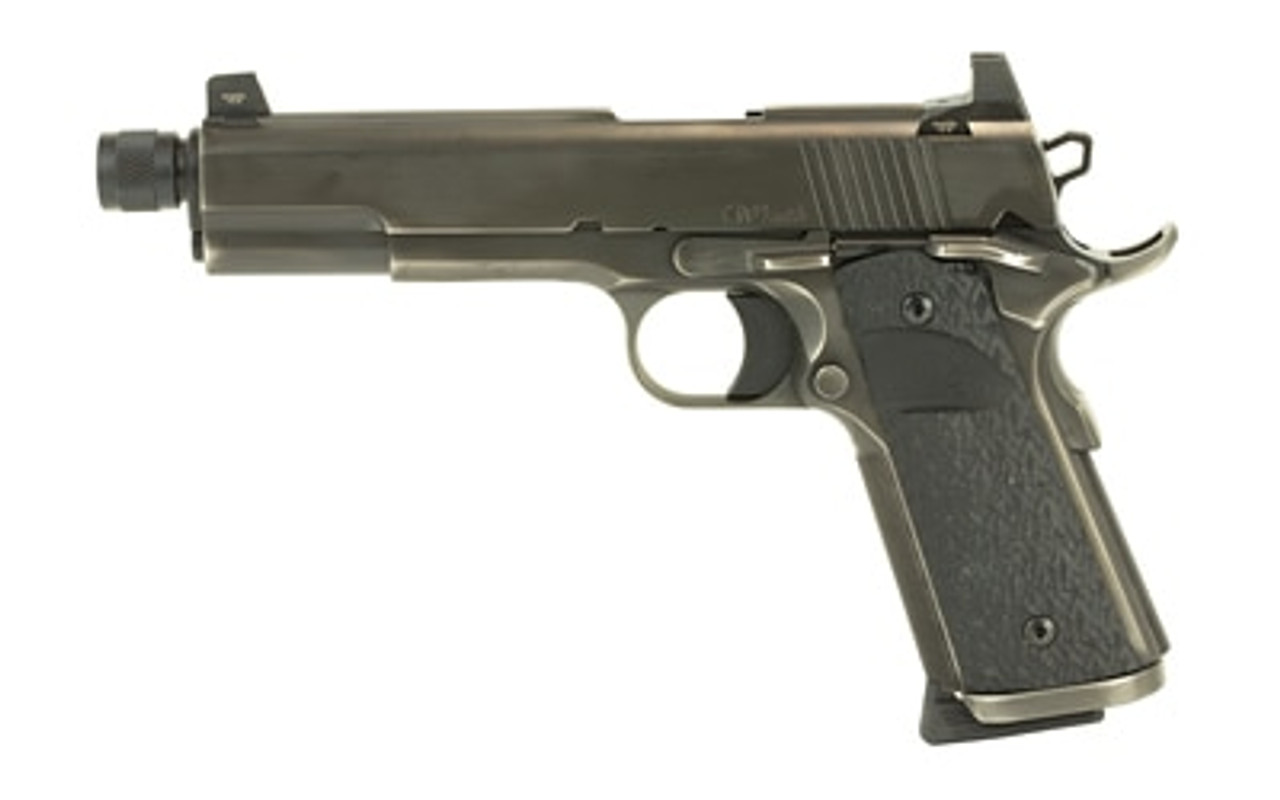 Dan Wesson Wraith, Suppressor Ready Full Size 1911, 45 ACP, 5.75" Threaded Barrel, Stainless Steel Frame, Distressed Finish, G10 Grips, 8Rd, High Night Sights 01847 Dan Wesson Wraith, Suppressor Ready Full Size 1911, 45 ACP, 5.75" Threaded Barrel, Stainless Steel Frame, Distressed Finish, G10 Grips, 8Rd, High Night Sights 01847