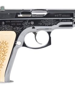 CZ 75B 45TH Anniversary DA/SA, Full Size, 9mm, 4.6" Barrel, Steel Frame, High Gloss Blued Finish, Wood Grips, 16Rd, Swappable Safety/Decocker, Night Sights