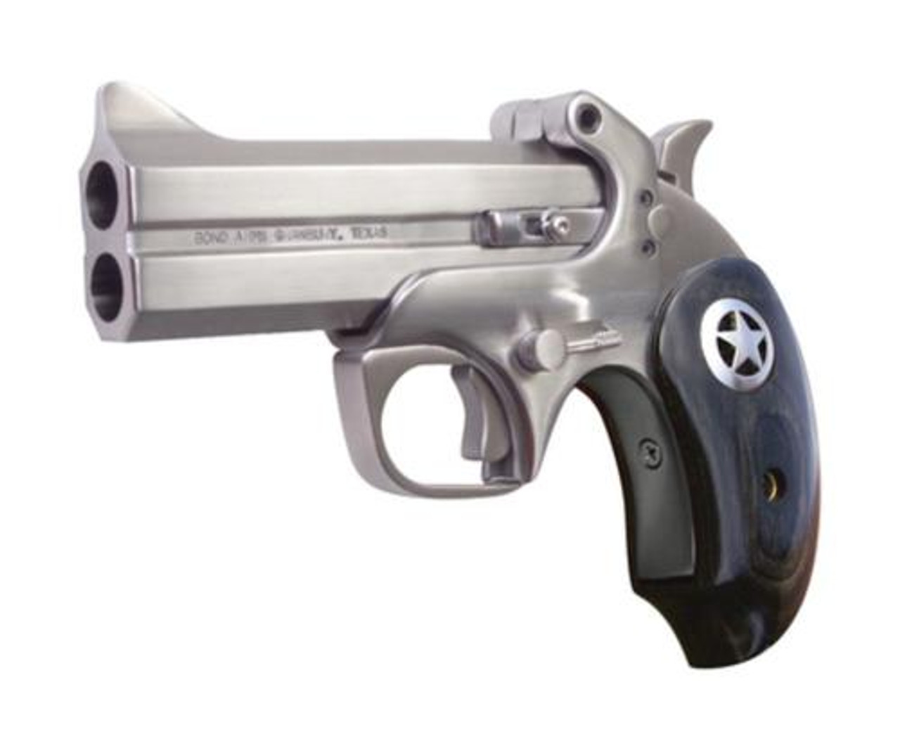Bond Arms Ranger II .45 Colt/.410 4.25" Barrel, Matte Stainless Steel Finish, Black Ash Star Grip, Trigger Guard Bond Arms Ranger II .45 Colt/.410 4.25" Barrel, Matte Stainless Steel Finish, Black Ash Star Grip, Trigger Guard