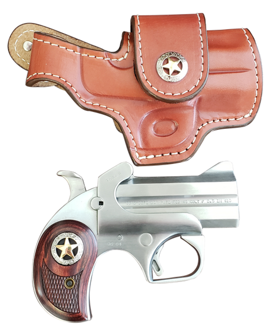 Bond Rustic Defender 45 Colt/410 Ga, 3", Two Tone, Holster Included Bond Rustic Defender 45 Colt/410 Ga, 3", Two Tone, Holster Included