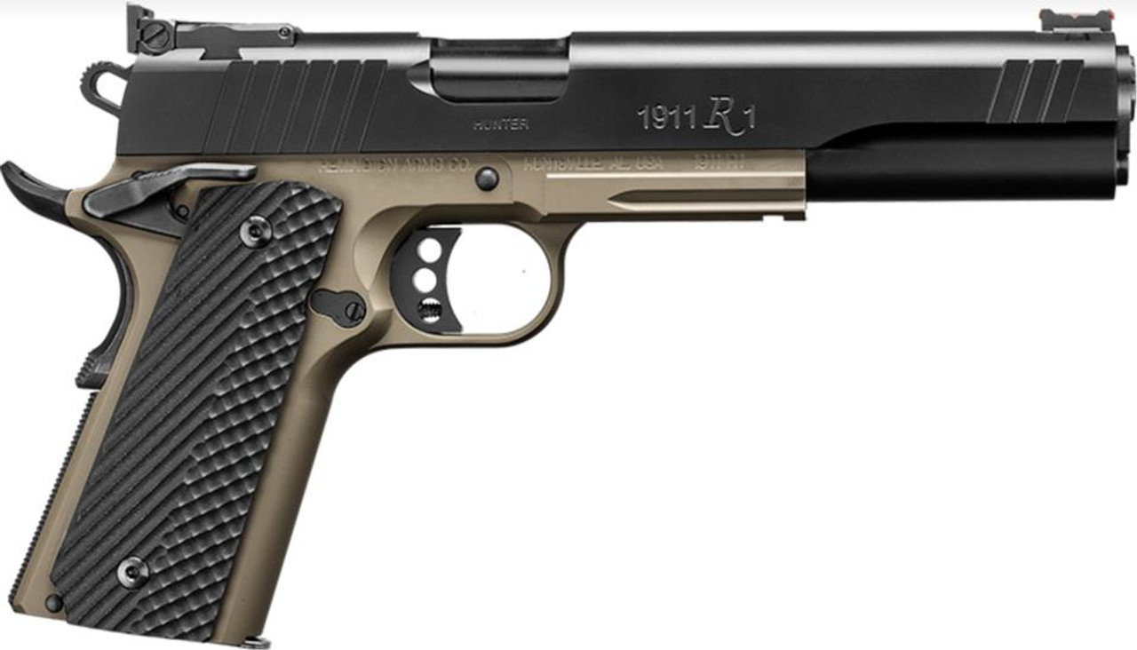 Remington R11 10MM HUNTER LONG SLIDE 6" Barrel Long Slide Flat Dark Earth Frame G10 Grips 8rd Mag Remington R11 10MM HUNTER LONG SLIDE 6" Barrel Long Slide Flat Dark Earth Frame G10 Grips 8rd Mag