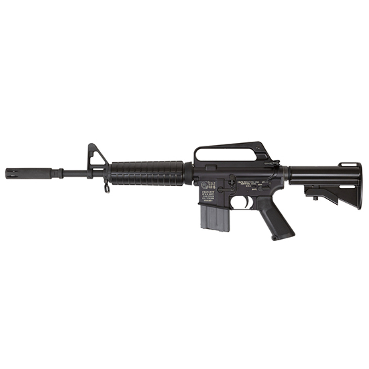 Colt GAU-5/A/A RETRO CARBINE, Semi-automatic, AR, 223 Rem/556NATO, 16.1" Barrel, A1 Sight, Original Aluminum Die Cast Stock with Vinyl Acetate Coating, US Property Marked Rollmarks, Black, 1:12 Twist, 20Rd USGI Mag Colt GAU-5/A/A RETRO CARBINE, Semi-automatic, AR, 223 Rem/556NATO, 16.1" Barrel, A1 Sight, Original Aluminum Die Cast Stock with Vinyl Acetate Coating, US Property Marked Rollmarks, Black, 1:12 Twist, 20Rd USGI Mag