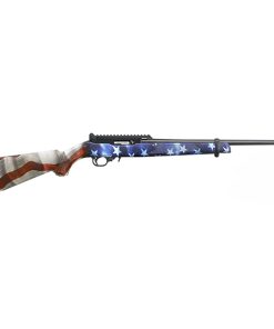 Ruger 10/22, Carbine, Semi-automatic, 22 LR, 18.5" Threaded Barrel, Black Color, Satin Finish, Adjustable Ghost Ring Rear Sight, Protected Blade Front Sight, American Flag Synthetic Stock, 10Rd