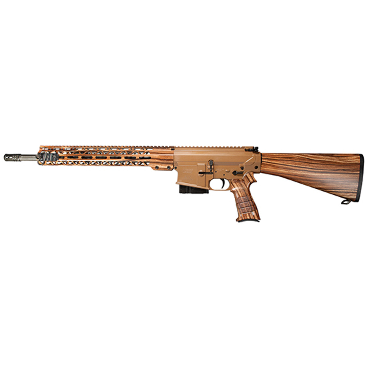 Windham 308WIN/762NATO, 18" Fluted Medium Profile Barrel, 1:10 Twist, A2 Flash Suppressor, Cerakote Finish, Brown Color, Fixed A2 Stock, STARK Pistol Grip, 15 M-Lok Handguard, Wood Grain Hydrodipped Pattern Windham 308WIN/762NATO, 18" Fluted Medium Profile Barrel, 1:10 Twist, A2 Flash Suppressor, Cerakote Finish, Brown Color, Fixed A2 Stock, STARK Pistol Grip, 15 M-Lok Handguard, Wood Grain Hydrodipped Pattern