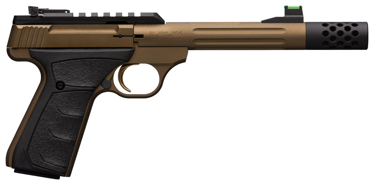 Browning Buck Mark Plus Speed .22 LR, 5.9" Barrel, Burnt Bronze Cerakote, 10rd, Ultragrip FX Grip Browning Buck Mark Plus Speed .22 LR, 5.9" Barrel, Burnt Bronze Cerakote, 10rd, Ultragrip FX Grip