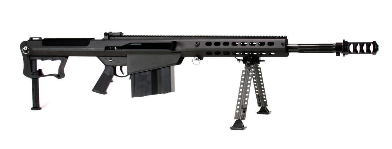 Barrett M107A1 50 BMG, 20" Barrel, Black Cerakote Finish, Synthetic Stock, Front/Rear Flip Sights, 10Rd, 1 Magazine, Bipod, Pelican Hard Case Barrett M107A1 50 BMG, 20" Barrel, Black Cerakote Finish, Synthetic Stock, Front/Rear Flip Sights, 10Rd, 1 Magazine, Bipod, Pelican Hard Case