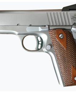 Rock Island ECS 1911, Compact, 45ACP, 3.63" Barrel, Steel Frame, Stainless Finish, Wood Grips, Fixed Sights, 7Rd, 1 Magazine