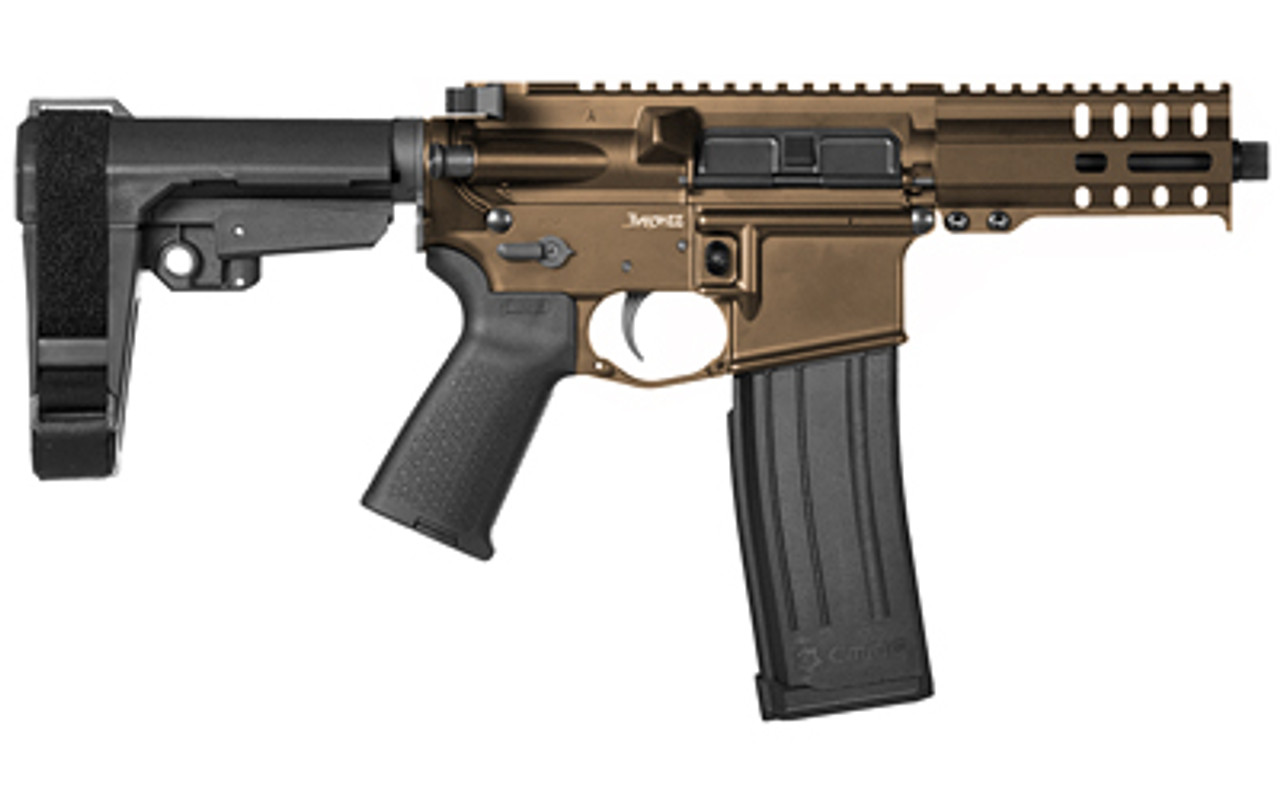 CMMG Mk4 Banshee 300 5.7x28mm, 5" Barrel, Midnight Bronze, RipBrace, Threaded 1/2-28, M-LOK, 40rd CMMG Magazine CMMG Mk4 Banshee 300 5.7x28mm, 5" Barrel, Midnight Bronze, RipBrace, Threaded 1/2-28, M-LOK, 40rd CMMG Magazine