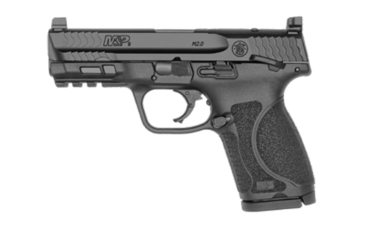 Smith & Wesson M&P 2.0, Optics Ready, Striker Fired, Compact Frame, 9mm, 4" Barrel, Thumb Safety, Black, 15Rd, 2 Mags, Tall White Dot Sights Smith & Wesson M&P 2.0, Optics Ready, Striker Fired, Compact Frame, 9mm, 4" Barrel, Thumb Safety, Black, 15Rd, 2 Mags, Tall White Dot Sights