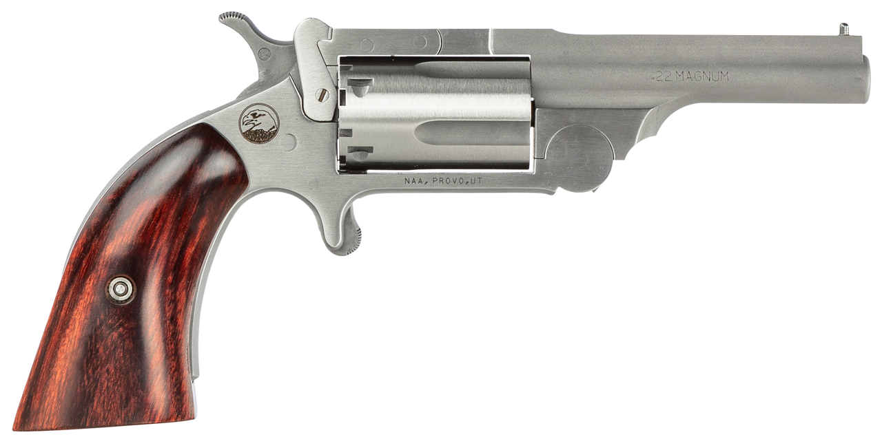 NAA Ranger II 22 Mag 2.50" Barrel 5rd Stainless Rosewood Bird's Head Grip NAA Ranger II 22 Mag 2.50" Barrel 5rd Stainless Rosewood Bird's Head Grip